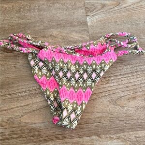 Frankie’s Pink and Green Cheeky Patterned Bikini Bottom